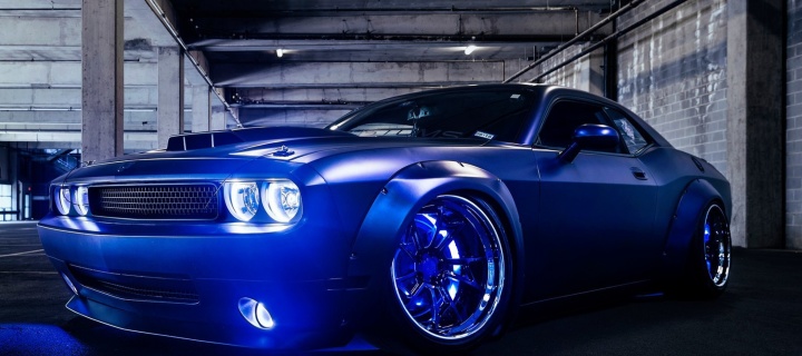 Blue Dodge Challenger wallpaper 720x320