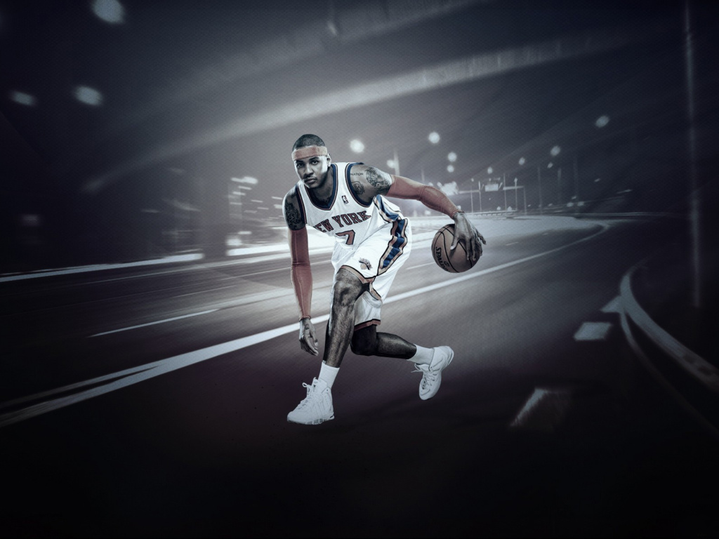 Обои Carmelo Anthony from New York Knicks NBA 1024x768