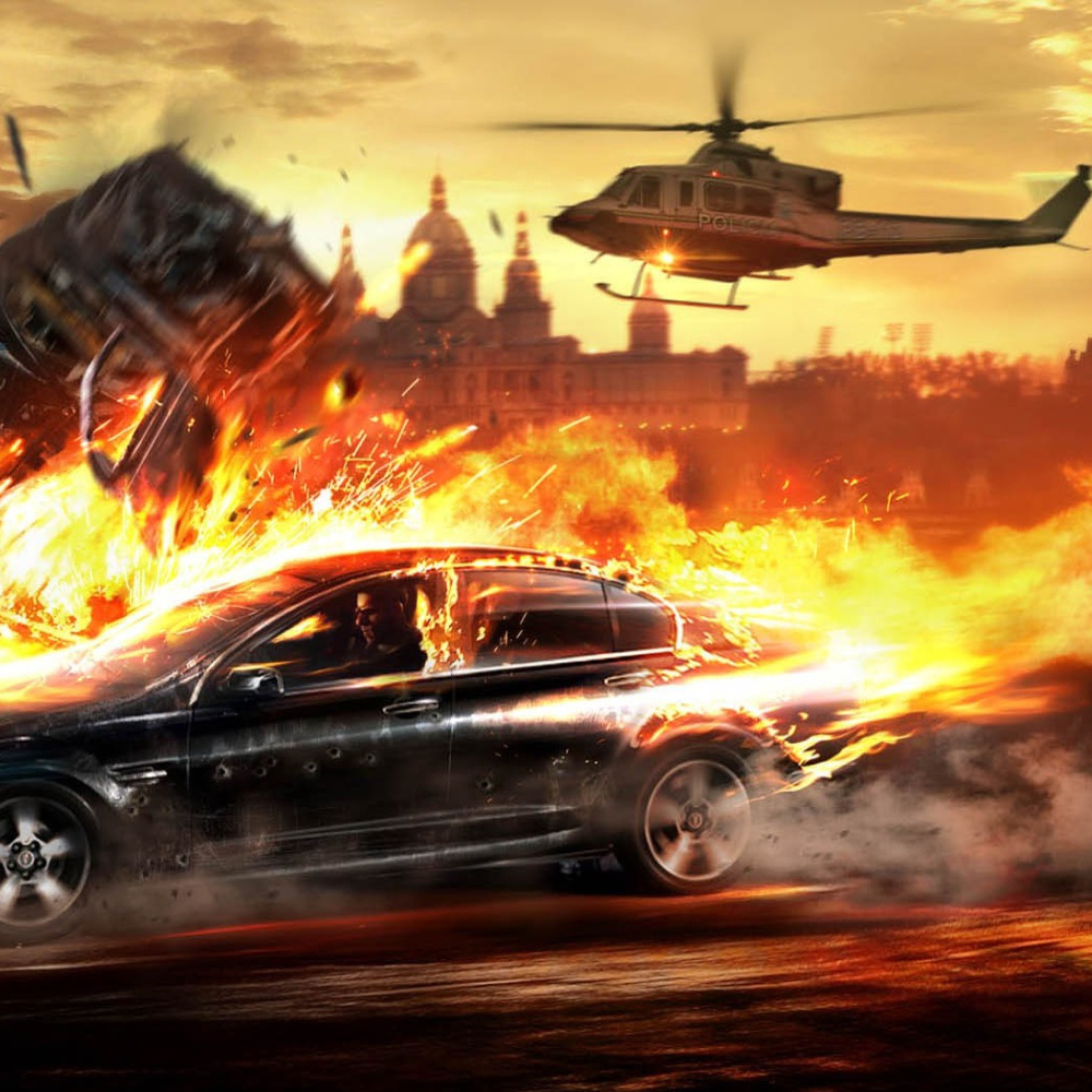 Car And Fire wallpaper 2048x2048