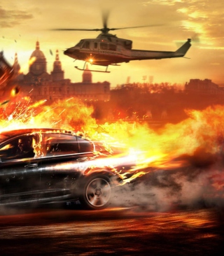 Car And Fire - Obrázkek zdarma pro Nokia Asha 308