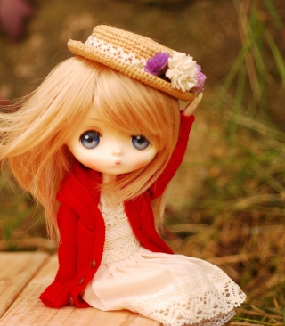 Blonde Doll In Romantic Dress And Hat - Obrázkek zdarma pro 240x400