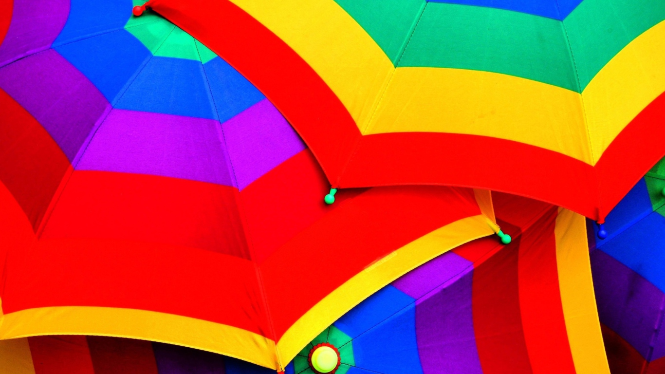 Fondo de pantalla Rainbow Umbrellas 1366x768