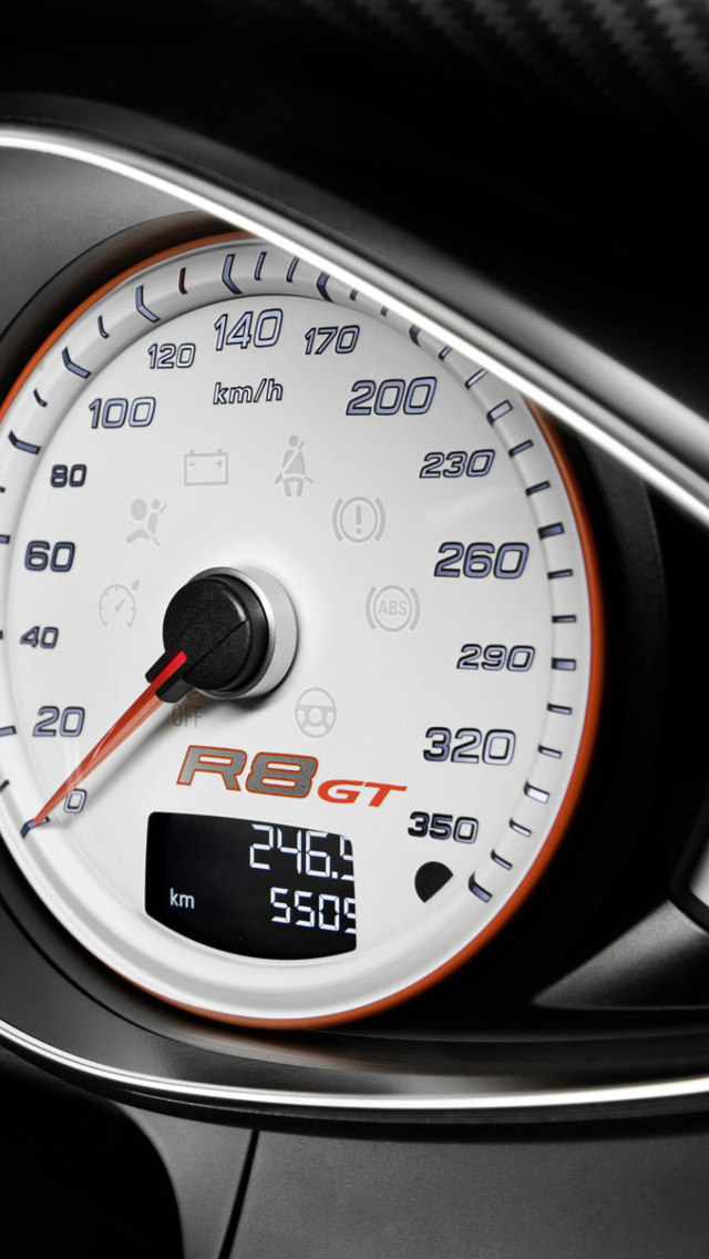 Audi R8 Gt Speedometer wallpaper 640x1136