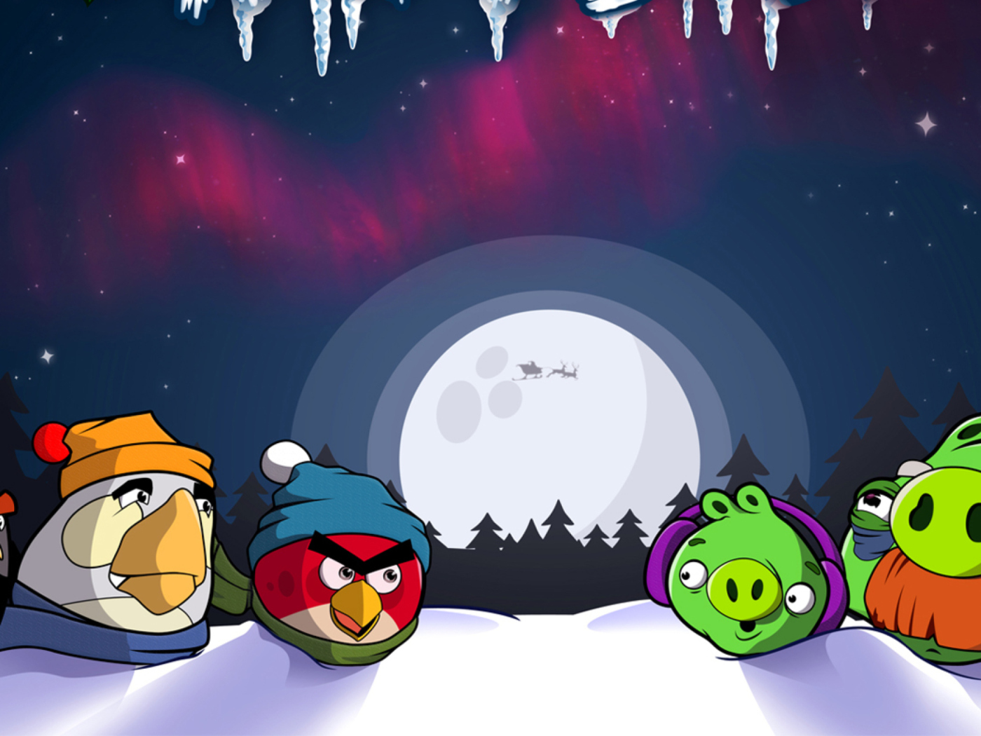 Screenshot №1 pro téma Angry Bird Christmas 1400x1050