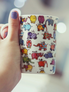 Funny Mug With Elephants wallpaper 240x320