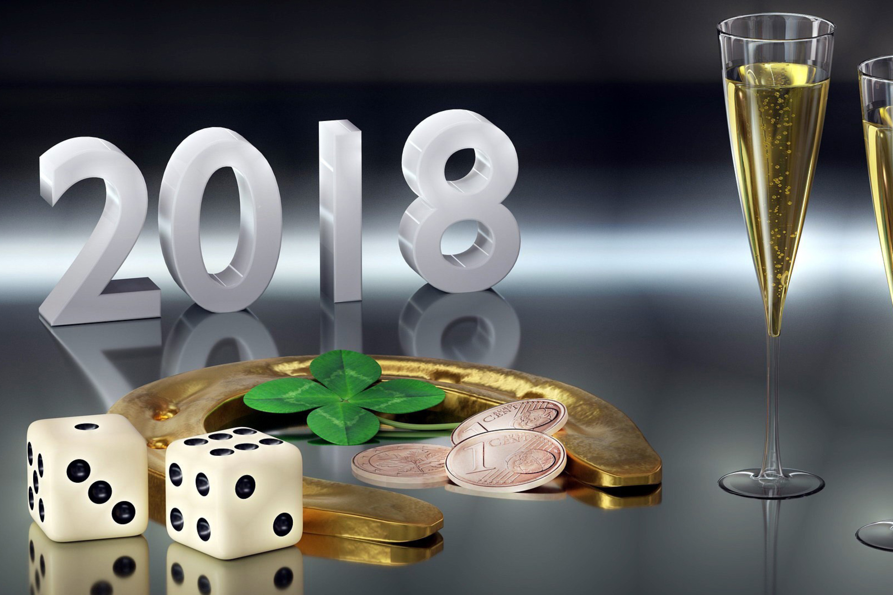 Happy New Year 2018 with Champagne wallpaper 2880x1920