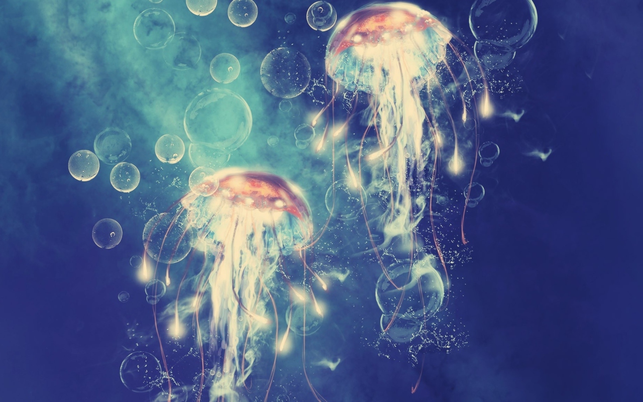 Digital Jellyfish wallpaper 1280x800