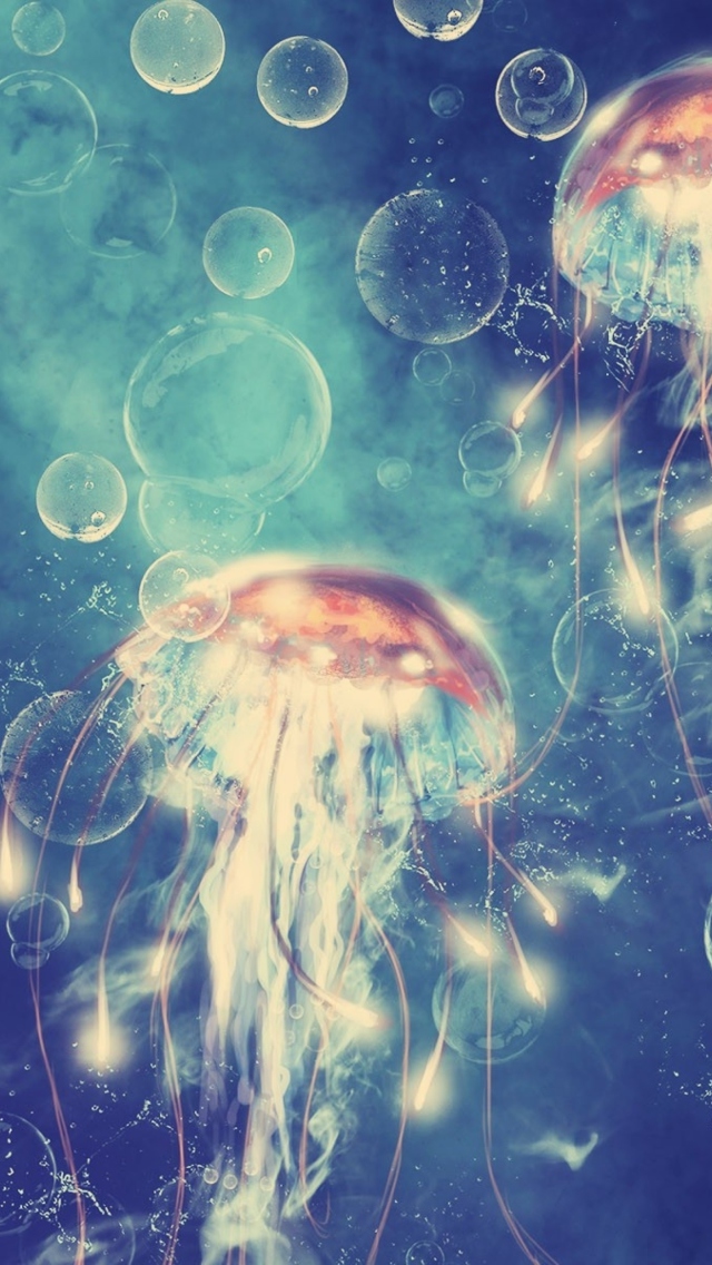 Digital Jellyfish wallpaper 640x1136