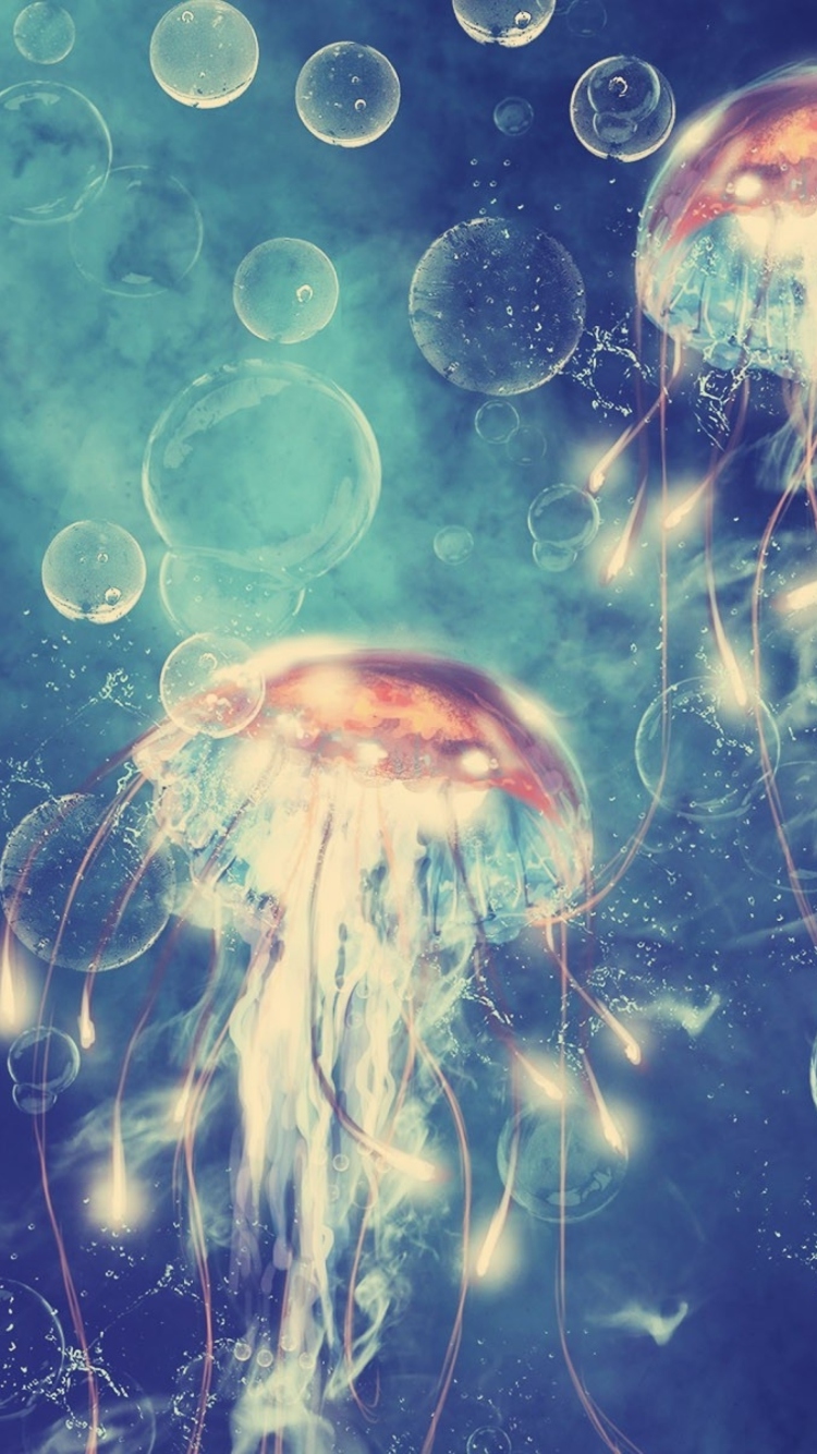 Fondo de pantalla Digital Jellyfish 750x1334