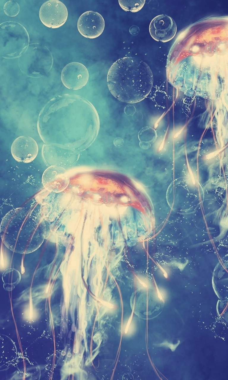 Digital Jellyfish wallpaper 768x1280