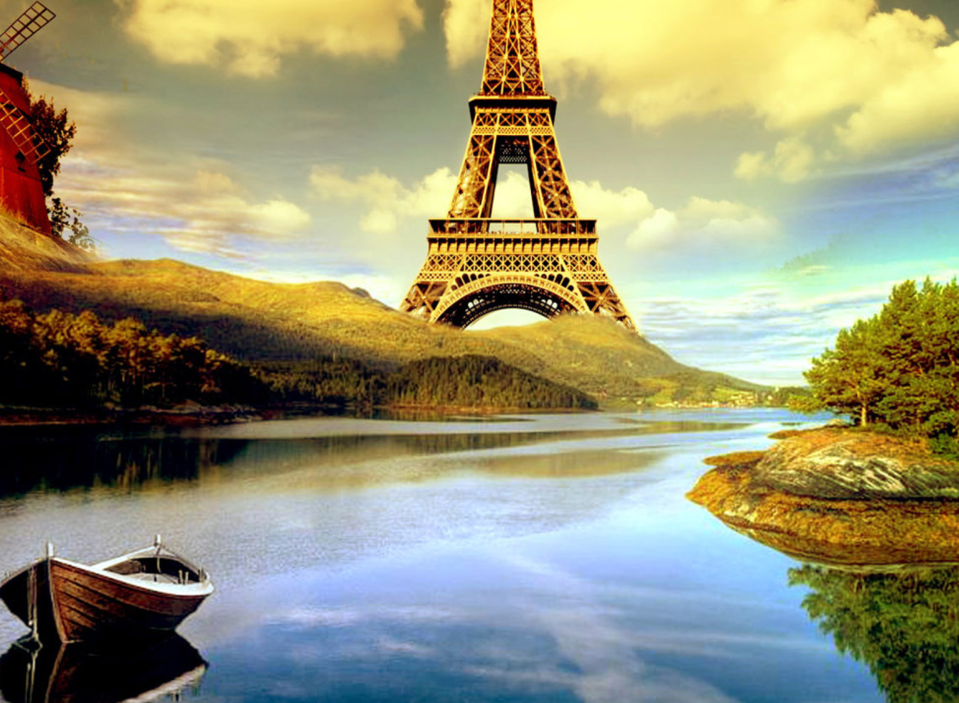 Das Eiffel Tower Photo Manipulation Wallpaper 1920x1408