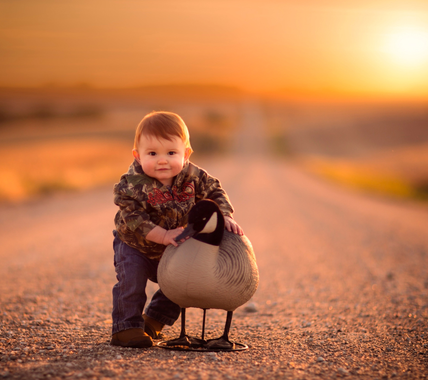 Kid and Duck wallpaper 1440x1280