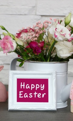 Fondo de pantalla Happy Easter with Hare Figures 240x400