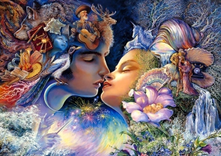 Josephine Wall Paintings - Prelude To A Kiss - Obrázkek zdarma pro Fullscreen Desktop 1280x960