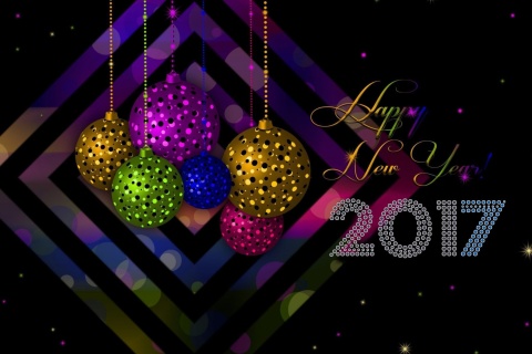 2017 Happy New Year Card wallpaper 480x320