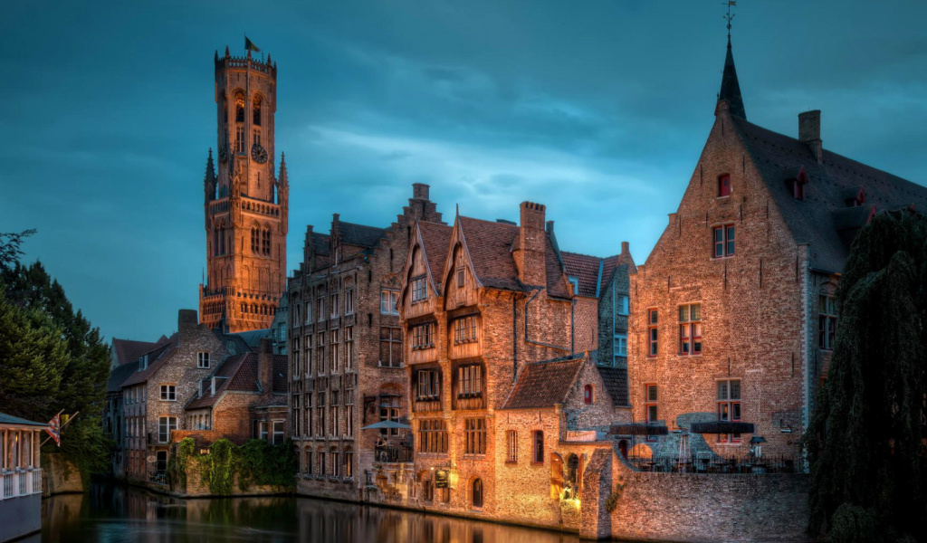 Screenshot №1 pro téma Bruges city on canal 1024x600