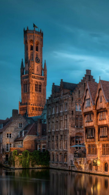 Bruges city on canal wallpaper 360x640