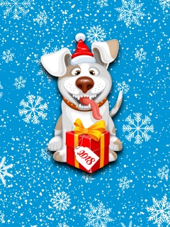 Das Winter New Year 2018 of the Dog Wallpaper 240x320