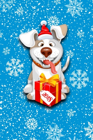 Обои Winter New Year 2018 of the Dog 320x480