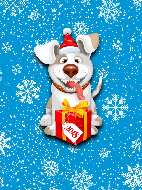 Das Winter New Year 2018 of the Dog Wallpaper 480x640
