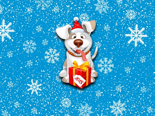 Обои Winter New Year 2018 of the Dog 640x480