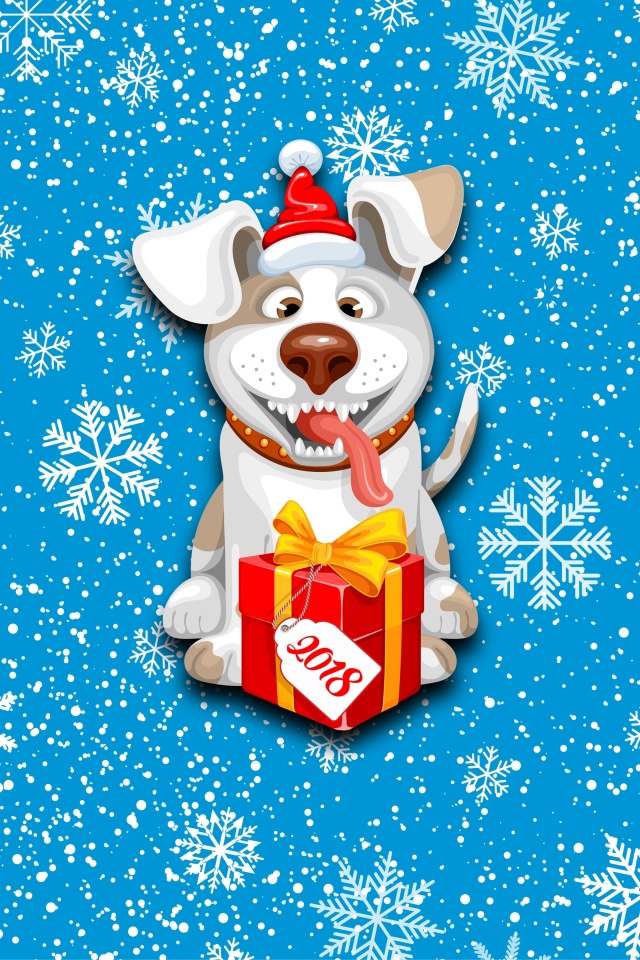 Das Winter New Year 2018 of the Dog Wallpaper 640x960