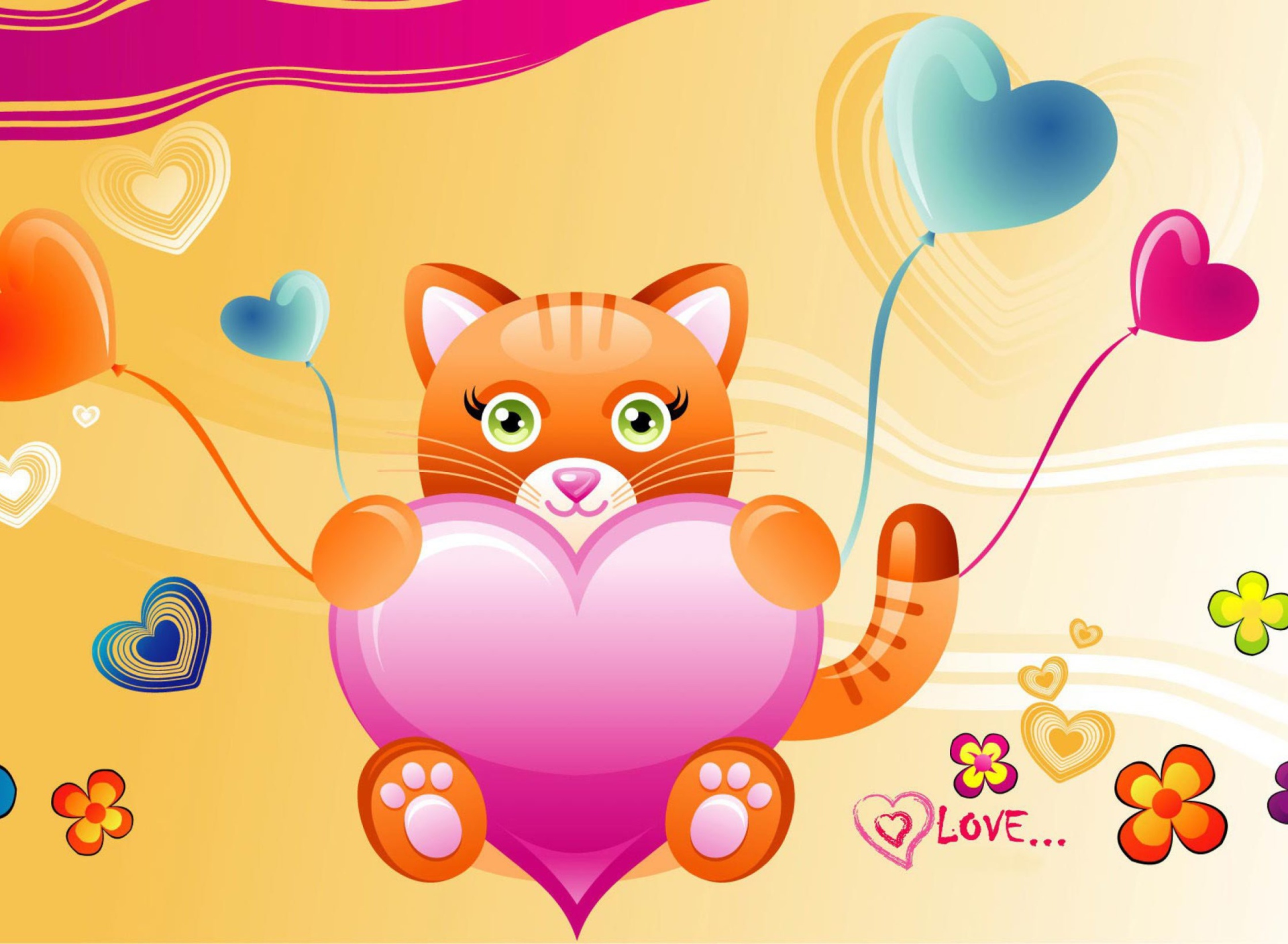 Love Kitten Valentine wallpaper 1920x1408