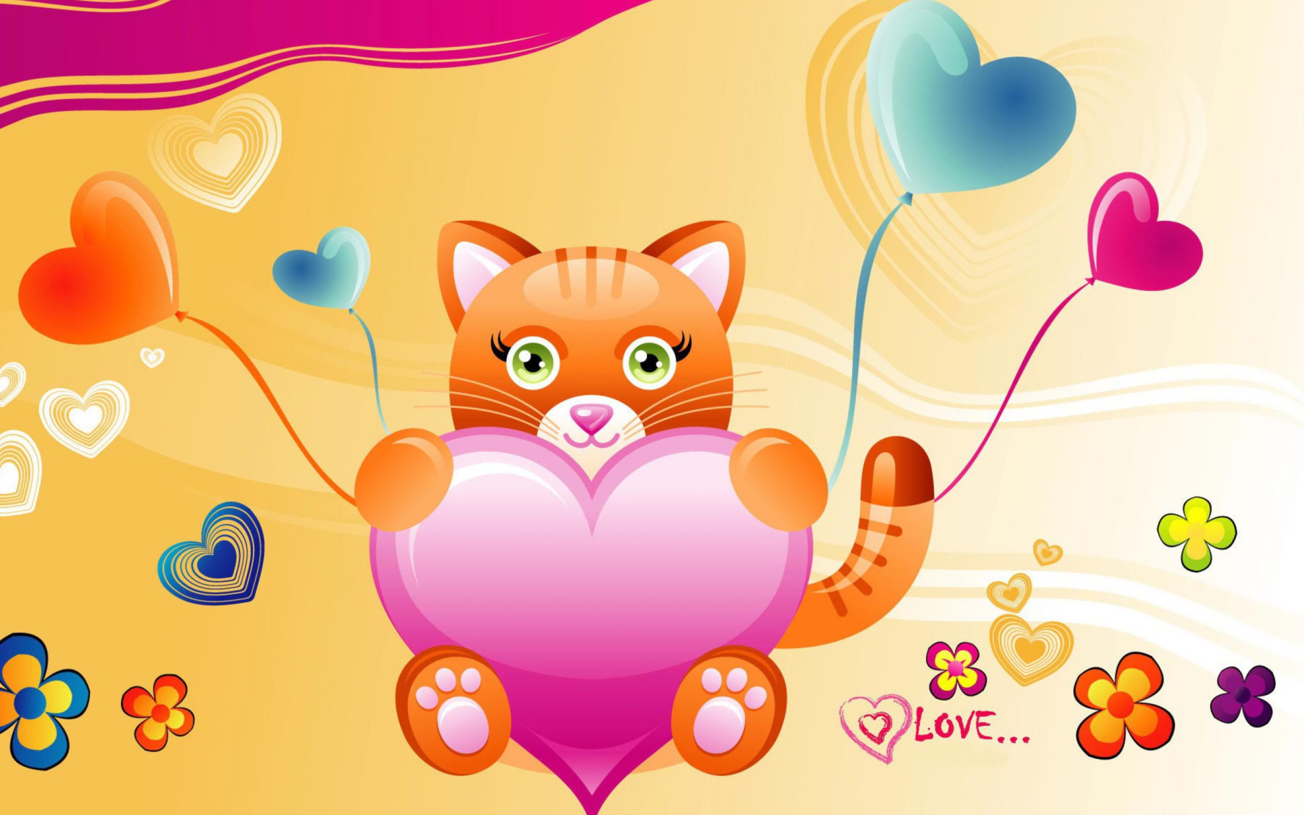Love Kitten Valentine wallpaper 2560x1600