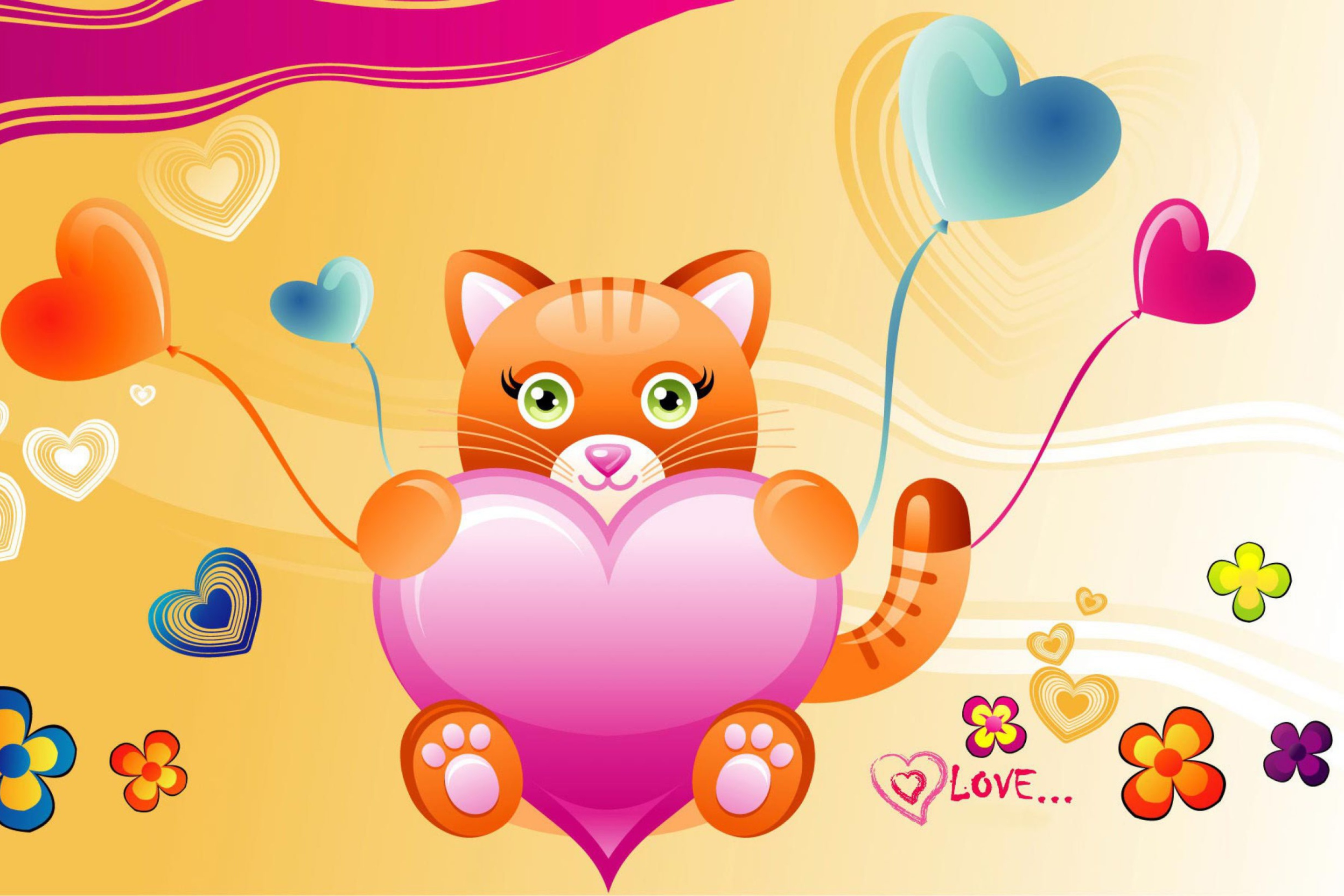 Love Kitten Valentine wallpaper 2880x1920