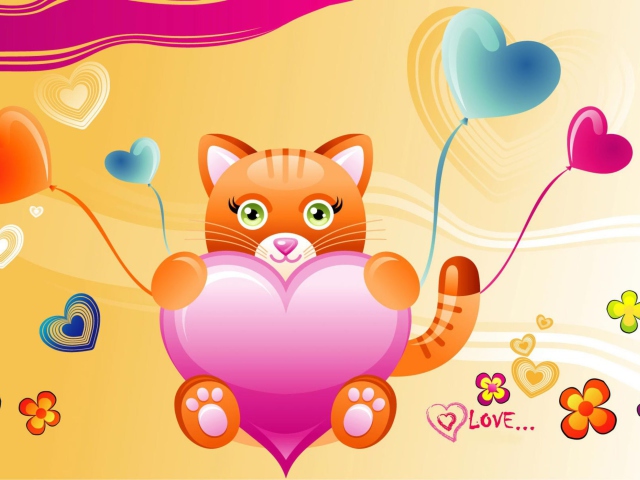 Sfondi Love Kitten Valentine 640x480