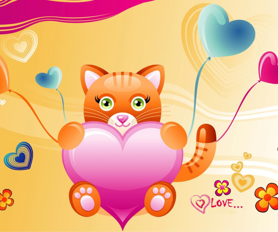 Love Kitten Valentine wallpaper 960x800