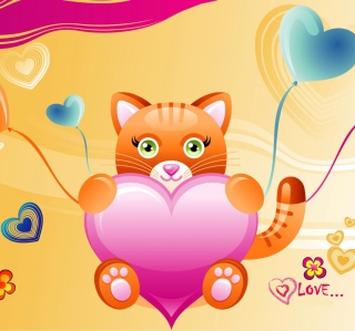 Love Kitten Valentine - Obrázkek zdarma pro 208x208