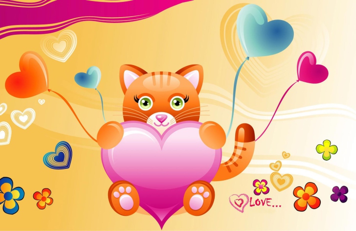 Fondo de pantalla Love Kitten Valentine