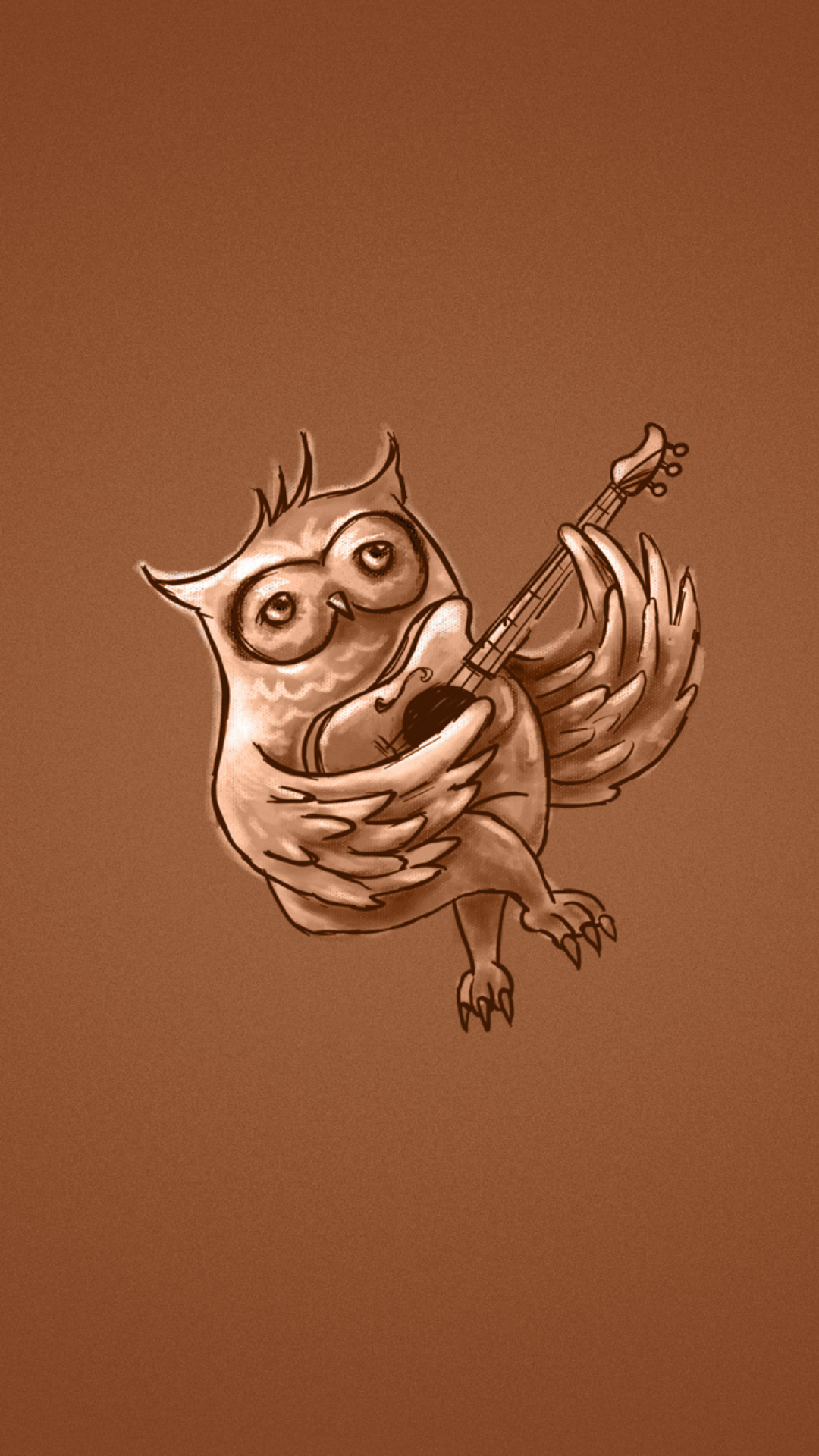 Fondo de pantalla Funny Owl Playing Guitar Illustration 1080x1920