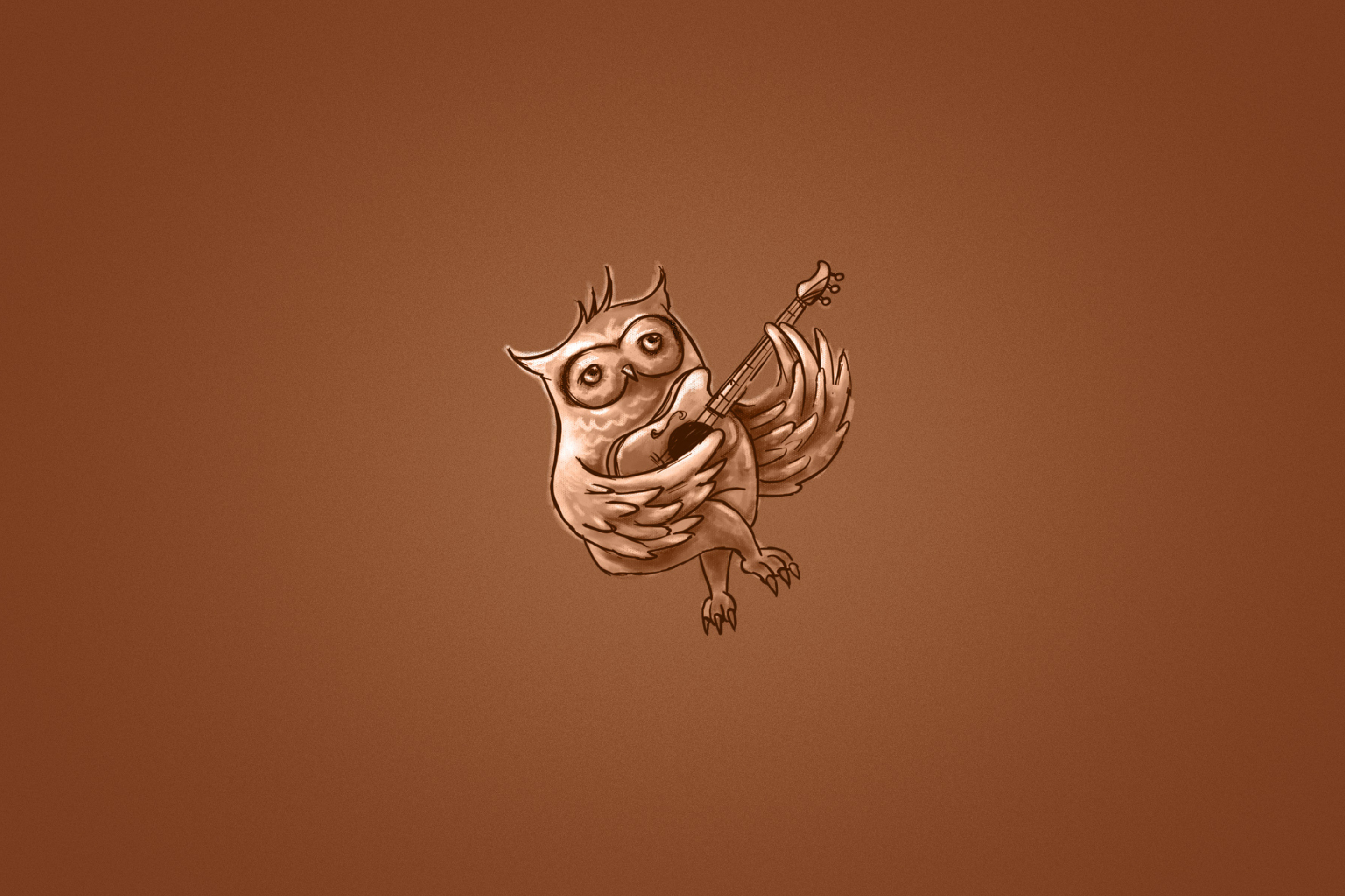 Funny Owl Playing Guitar Illustration screenshot #1 2880x1920