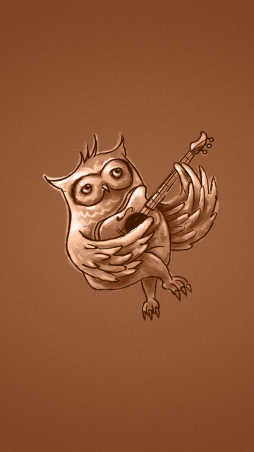 Funny Owl Playing Guitar Illustration wallpaper 360x640
