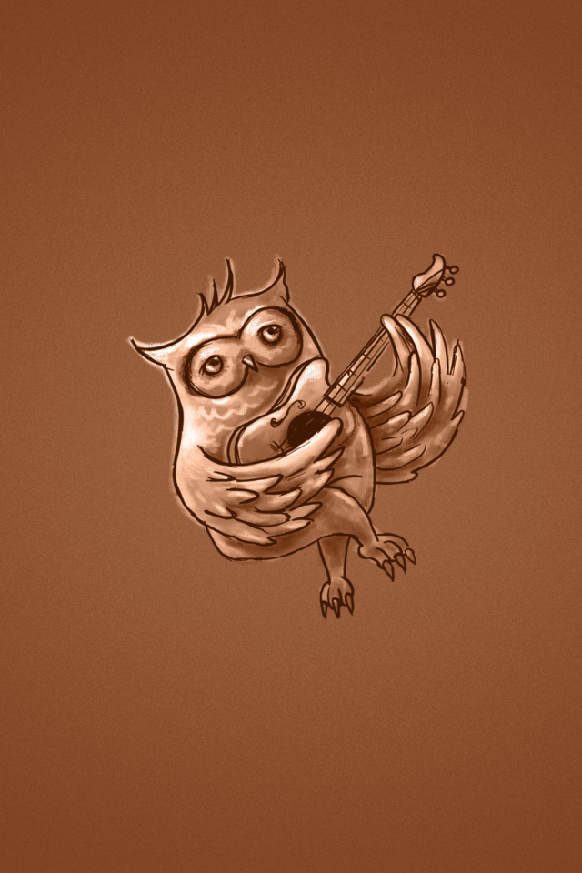 Screenshot №1 pro téma Funny Owl Playing Guitar Illustration 640x960