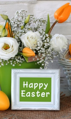 Screenshot №1 pro téma Easter decoration with yellow eggs and bunny 240x400