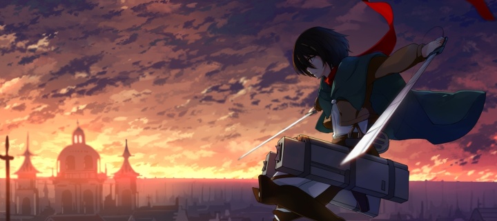 Fondo de pantalla Mikasa Ackerman Attack on Titan 720x320