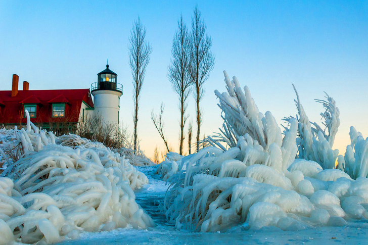 Fondo de pantalla Winter Frozen Lighthouses