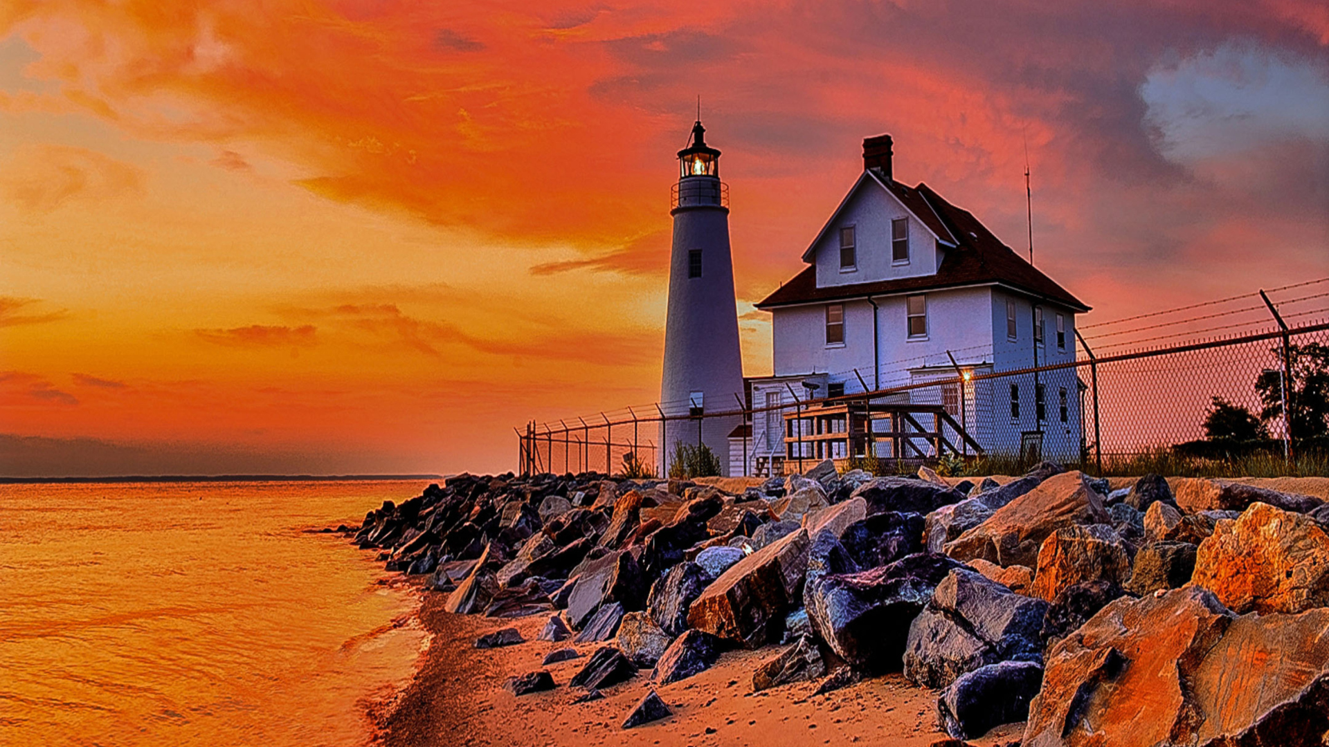 Das Lighthouse In Michigan Wallpaper 1920x1080