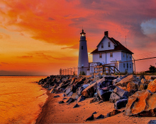 Das Lighthouse In Michigan Wallpaper 220x176