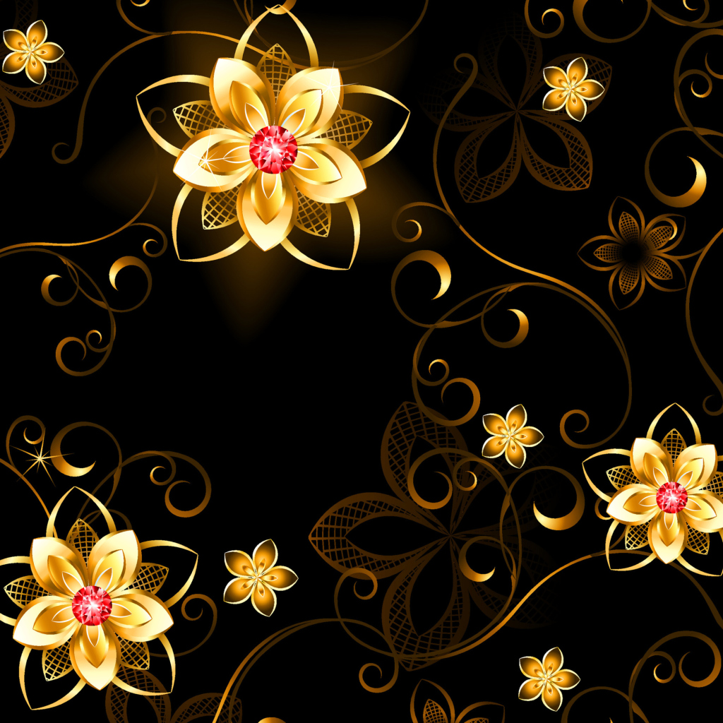 Das Golden Flowers Wallpaper 1024x1024