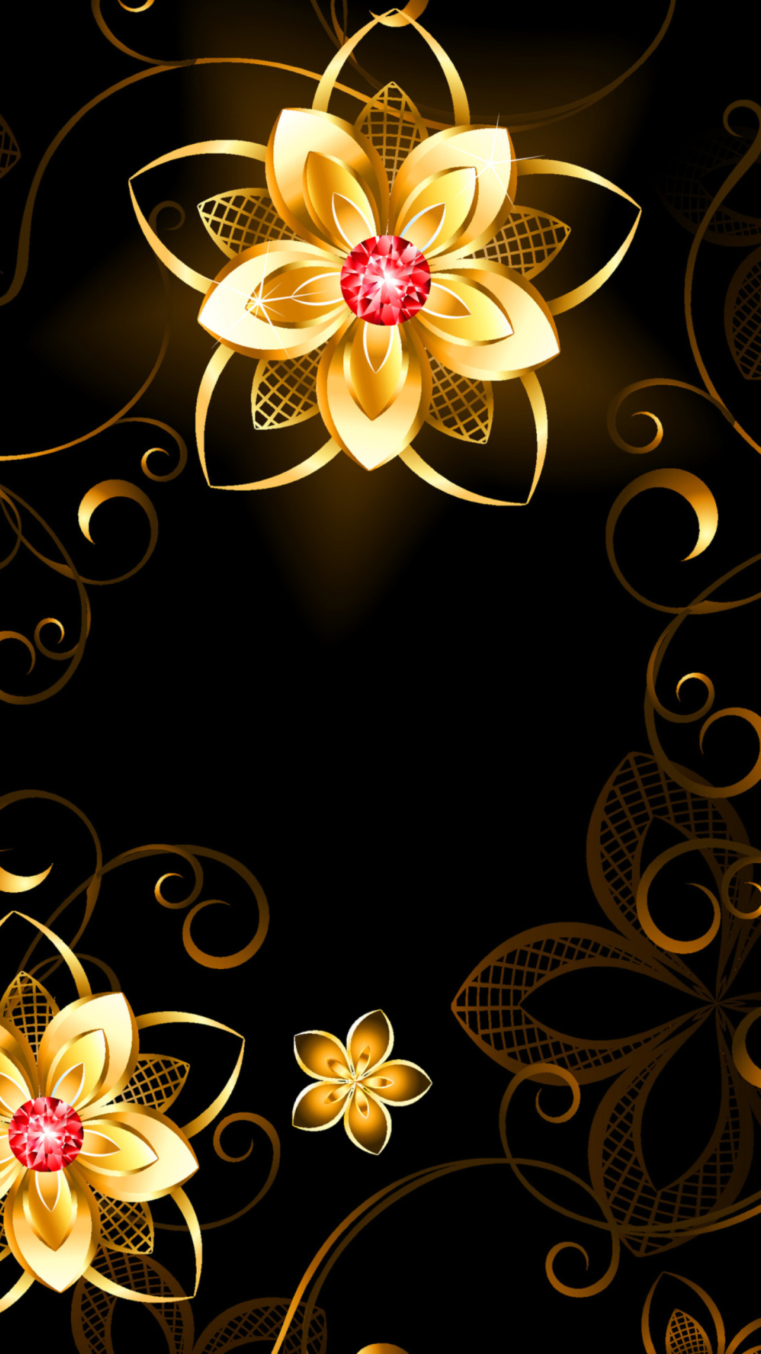 Обои Golden Flowers 1080x1920