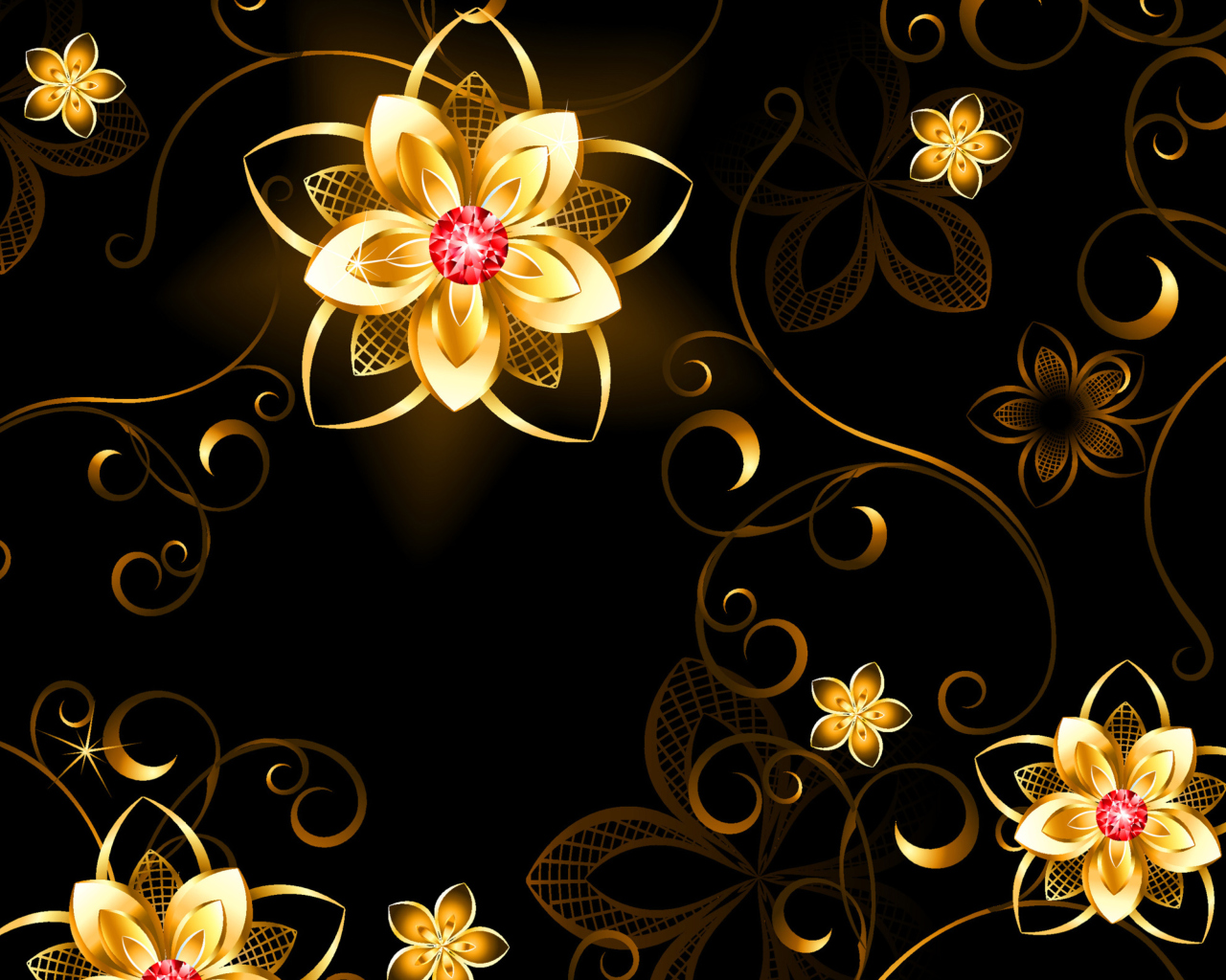 Fondo de pantalla Golden Flowers 1280x1024