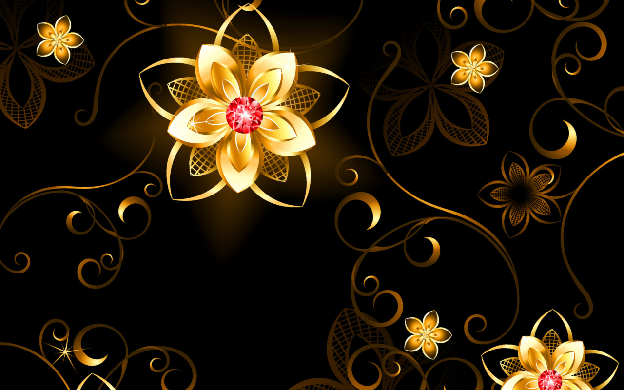 Screenshot №1 pro téma Golden Flowers 1280x800