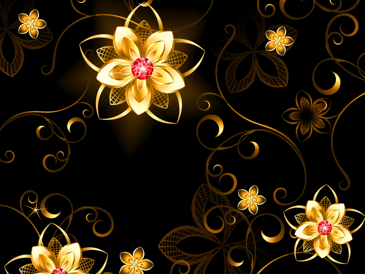 Golden Flowers wallpaper 1280x960