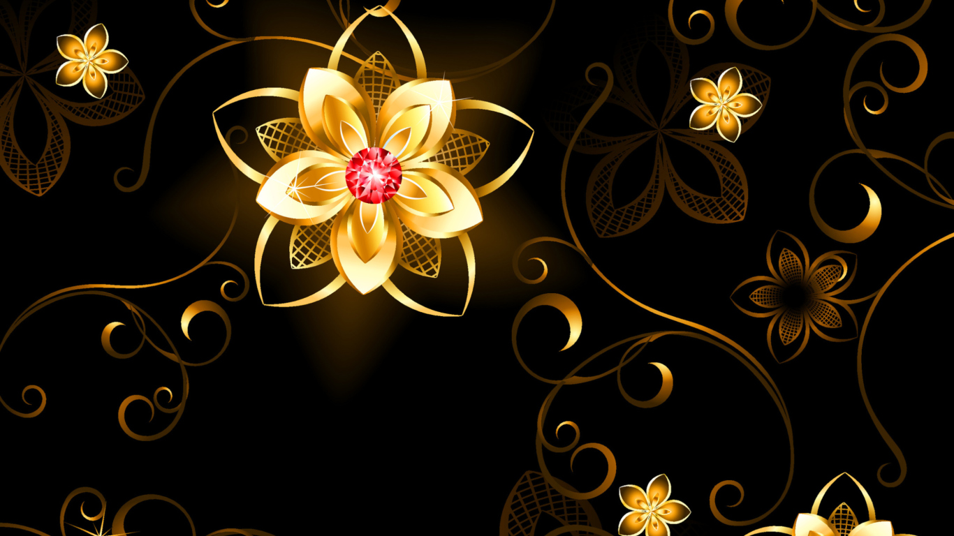 Fondo de pantalla Golden Flowers 1366x768