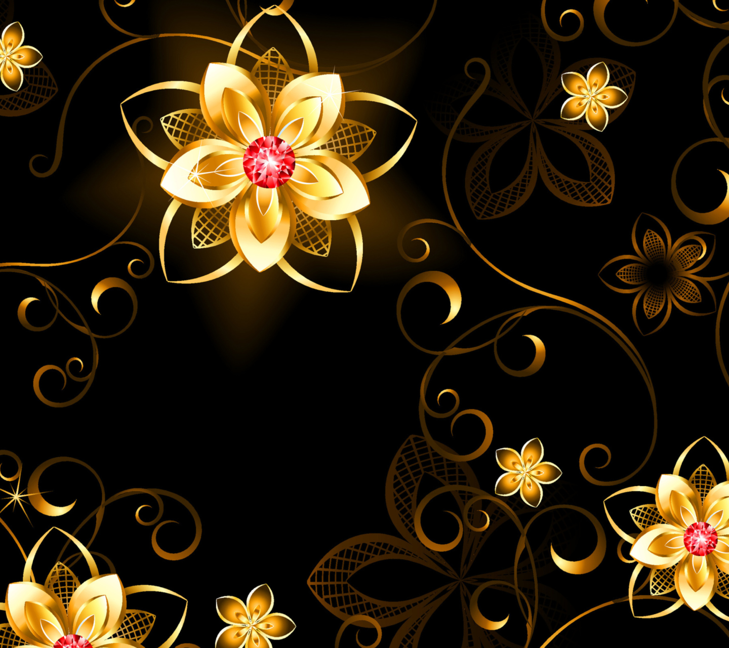 Обои Golden Flowers 1440x1280