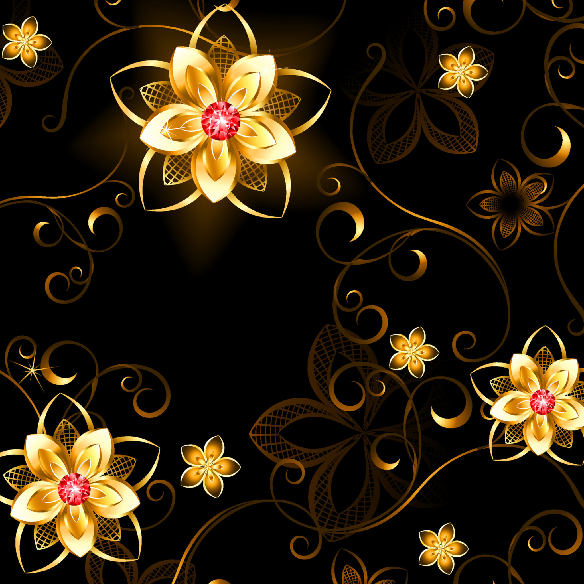 Golden Flowers wallpaper 2048x2048